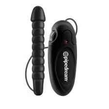 CZARNY PRĄŻKOWANY WIBRUJĄCY KOREK ANALNY