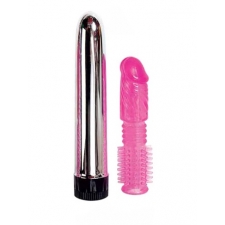 KLASYCZNY WIBRATOR Z NAKŁADKĄ ORGAZMOWĄ - TWINZ