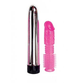 KLASYCZNY WIBRATOR Z NAKŁADKĄ ORGAZMOWĄ - TWINZ